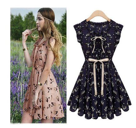 Vestido Chiffon Seda Vintage