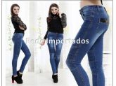 Calça Jeans Skinny Patchwork e Paetê