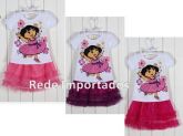 Conjunto Dora Aventureira 3 cores Saia Tule + Blusa