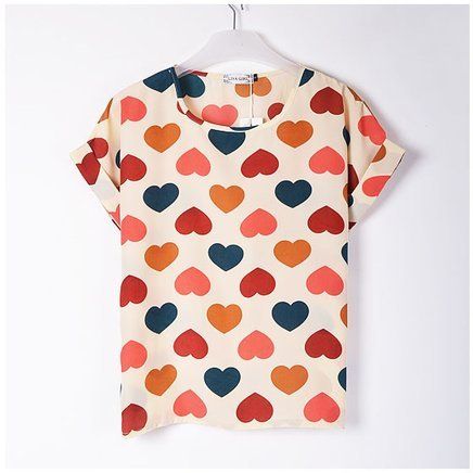 Blusa Verão Chiffon Estampa Coração