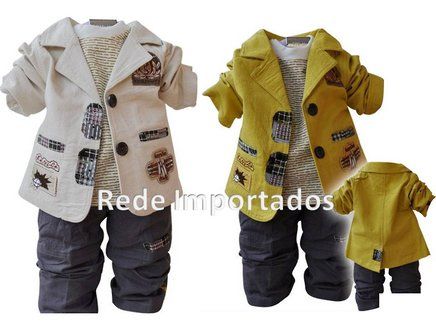 Conjunto Infantil Menino 3 Peças Terno, Calça e Camisa