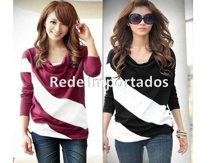 Blusa Chiffon Listrada Manga Longa Malha P ao Eg